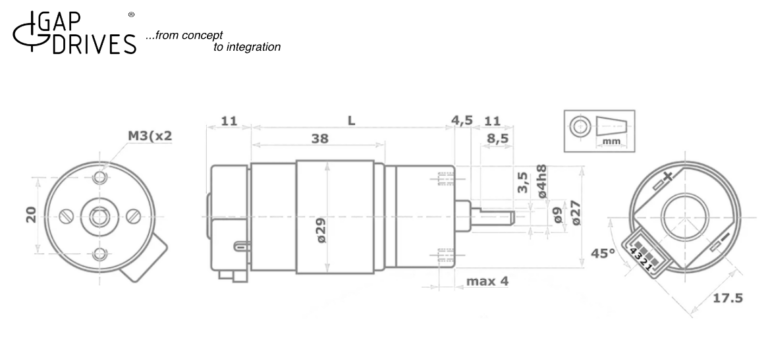 micromotors hl149 hv155 2s abmessungen